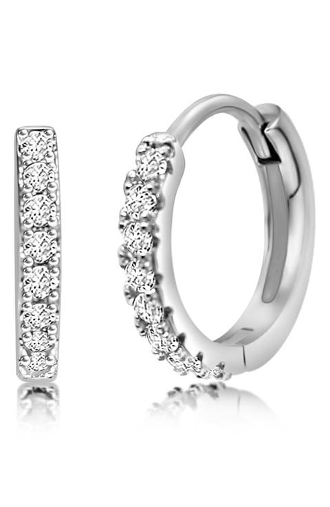 Kids' Pavé Crystal Hoop Earrings (Big Kid)