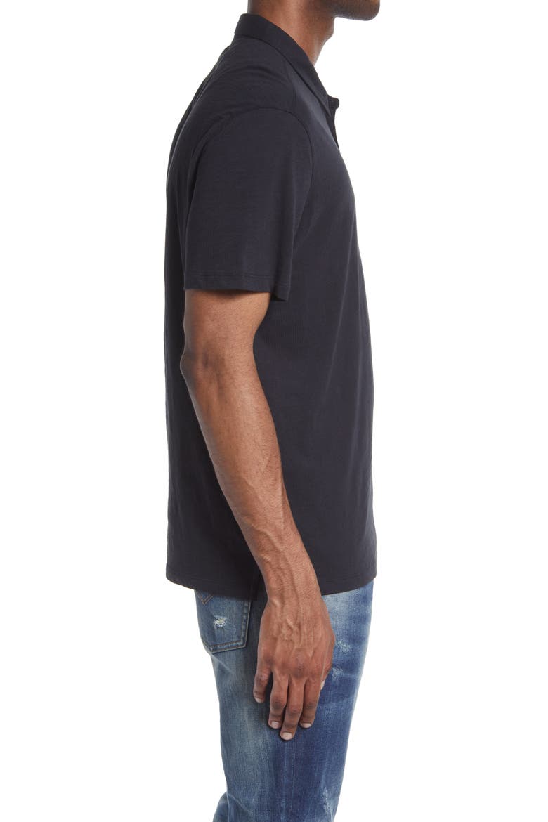 Men's Victor Solid Slub Cotton Polo, Alternate, color, BLACK