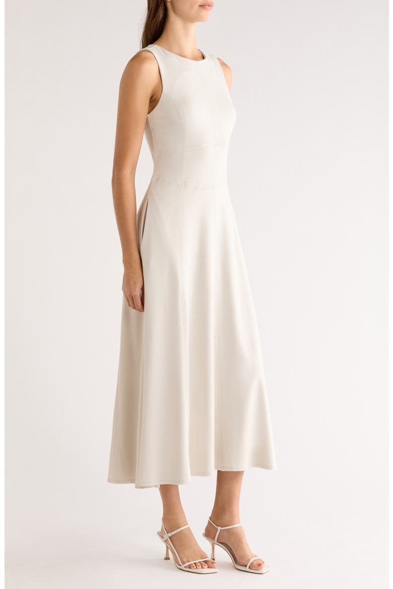 Contrast Topstitch Sleeveless Midi Dress, Alternate, color, SILVER BIRCH