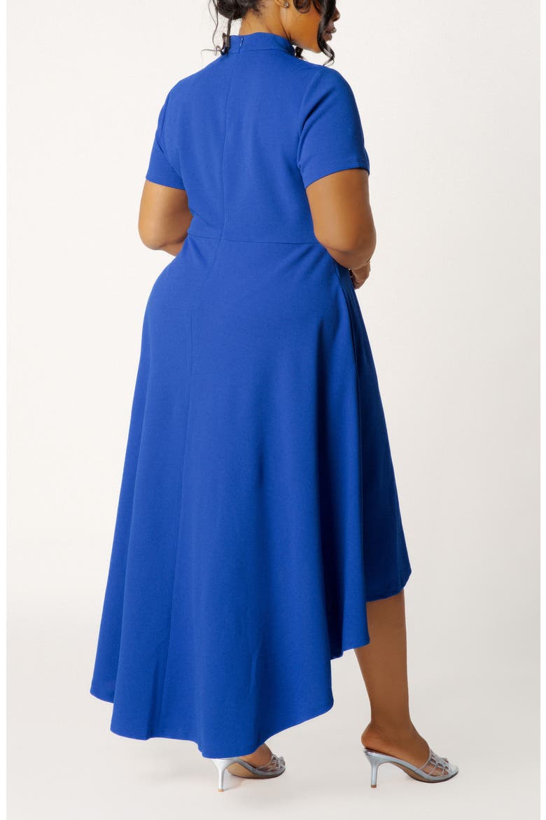 High Neck High-Low Midi Dress, Alternate, color, ROYAL BLUE