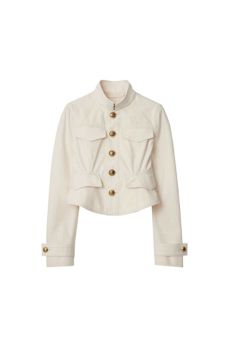 Burberry Cropped Cotton Jacket, Alternate, color, Off White