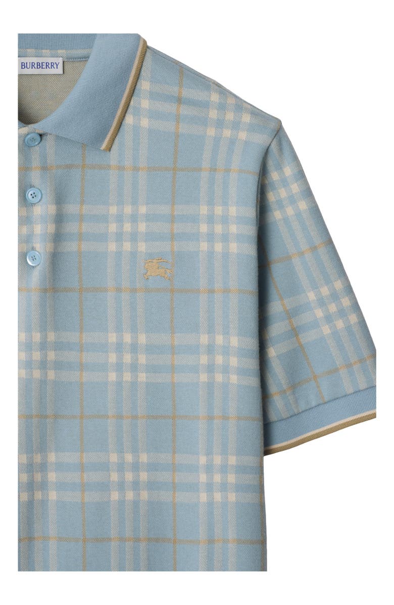 Burberry Check Cotton Polo Shirt, Alternate, color, Fog Blue