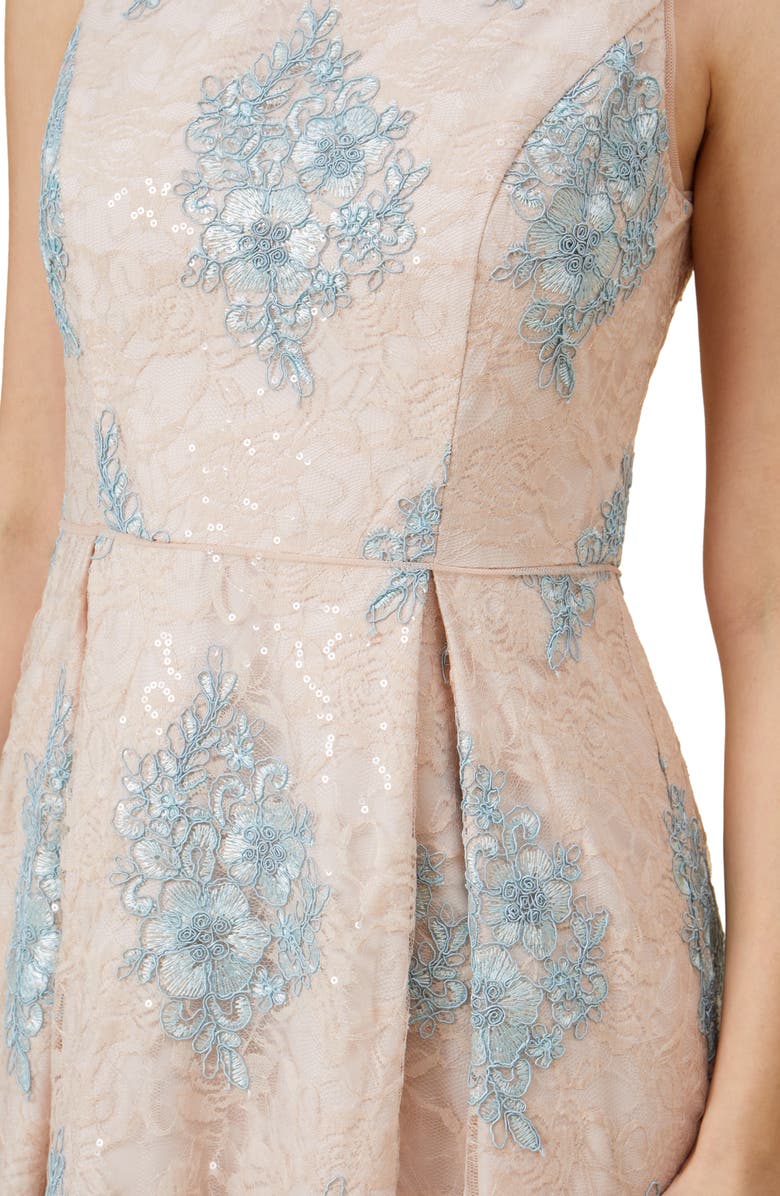 Adrianna Papell Floral Embroidered Midi Fit & Flare Dress, Alternate, color, 