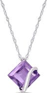 Julianna B. Gemstone Square Solitaire Necklace 10K