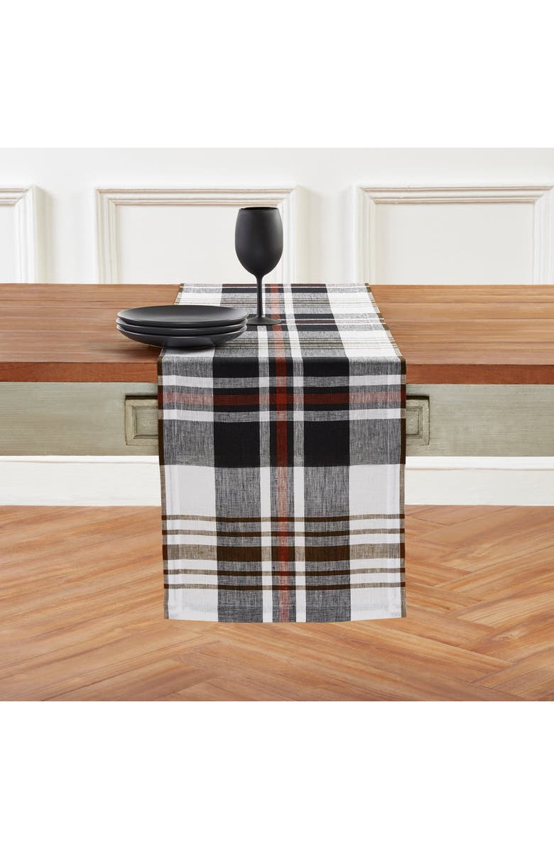 Solino Home Linen Table Runner for Dining Table, Holiday and Everyday Table Decor - Oxford Plaid, Main, color, 