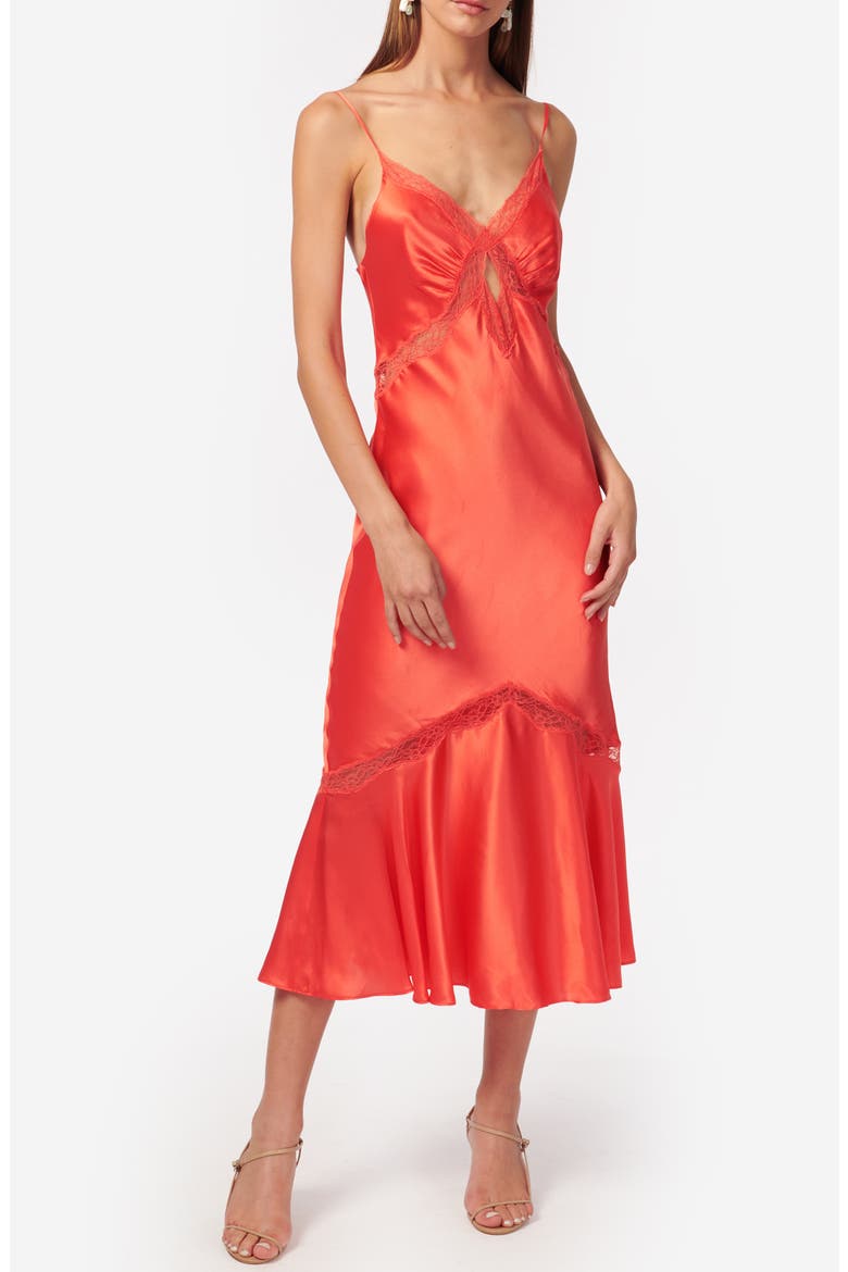 Florentina Lace Trim Silk Satin Slipdress, Main, color, SPRITZ