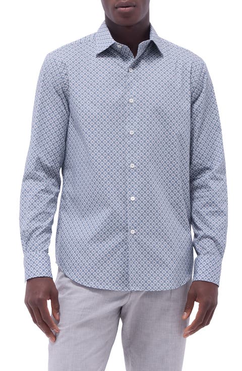 Axel Shaped Fit Stretch Cotton Button-Up Shirt