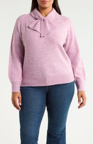 Wit & Wisdom Raglan Sleeve Tie Neck Sweater