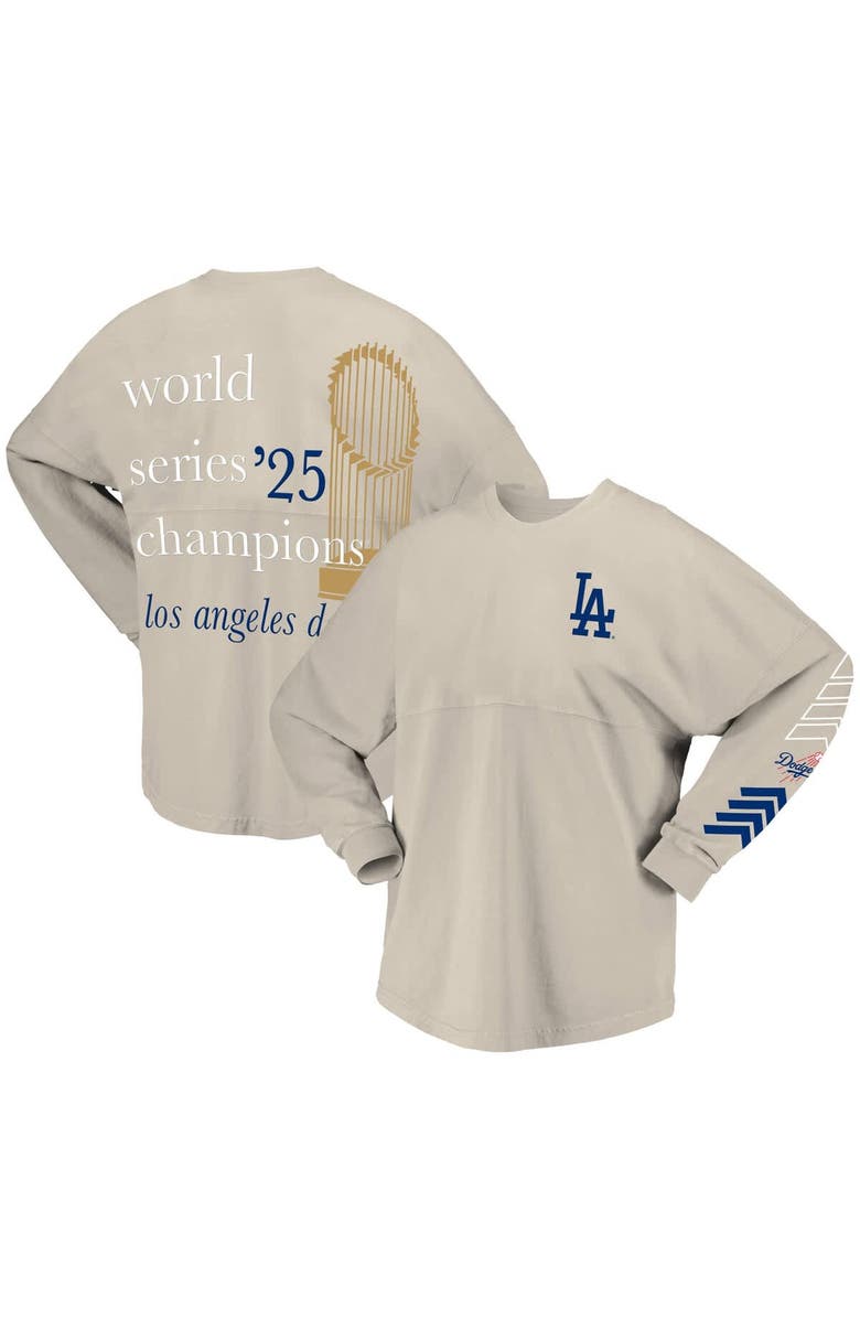 FANATICS Women's Fanatics  Beige Los Angeles Dodgers 2025 World Series Champions Trophy Spirit Jersey Long Sleeve T-Shirt, Main, color, Beige
