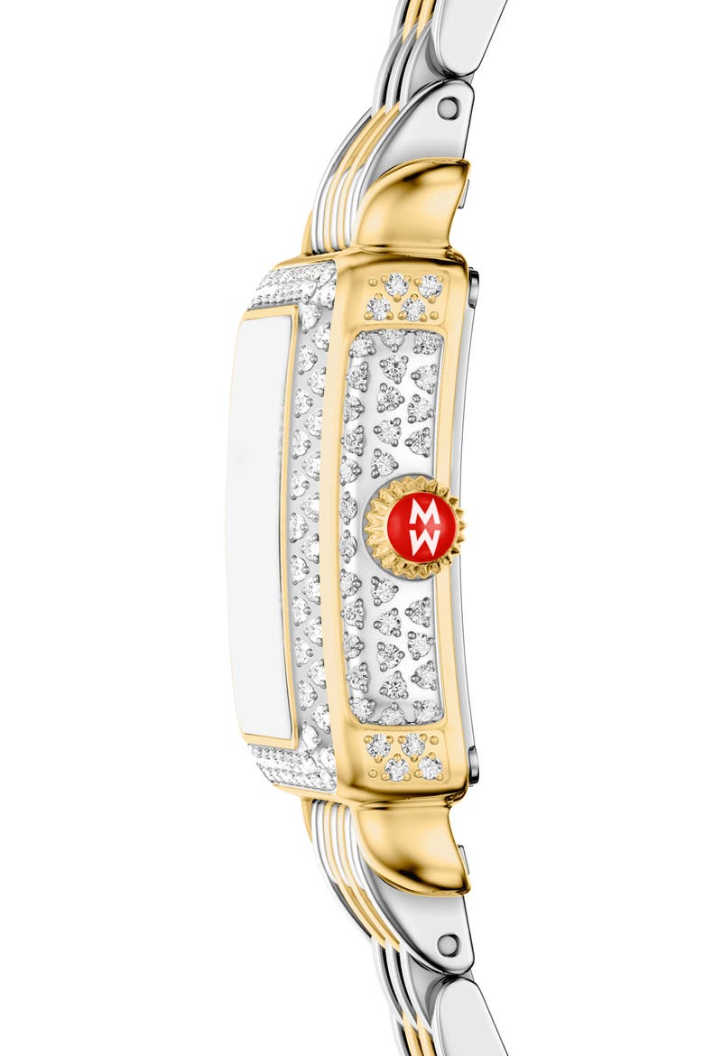 Deco Madison Mini Diamond & Mother-of-Pearl Two-Tone Bracelet Watch, 23mm x 24mm, Alternate, color, TWO TONE / GOLD PAVE
