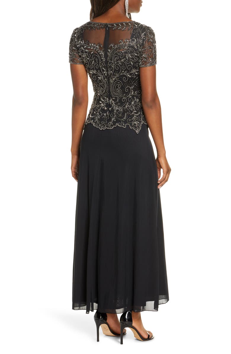 Pisarro Nights Embellished Mesh Bodice Evening Gown, Alternate, color,