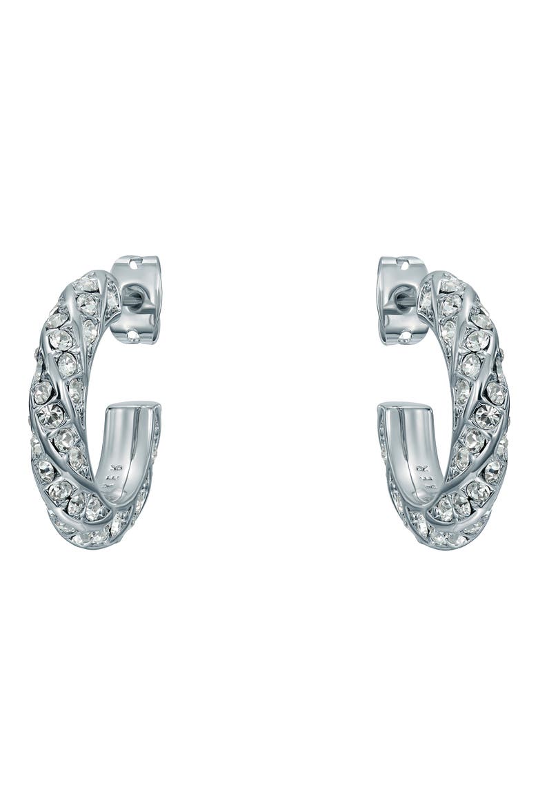 Toni Crystal Twist Hoop Earrings, Alternate, color, SILVER TONE CLEAR CRYSTAL