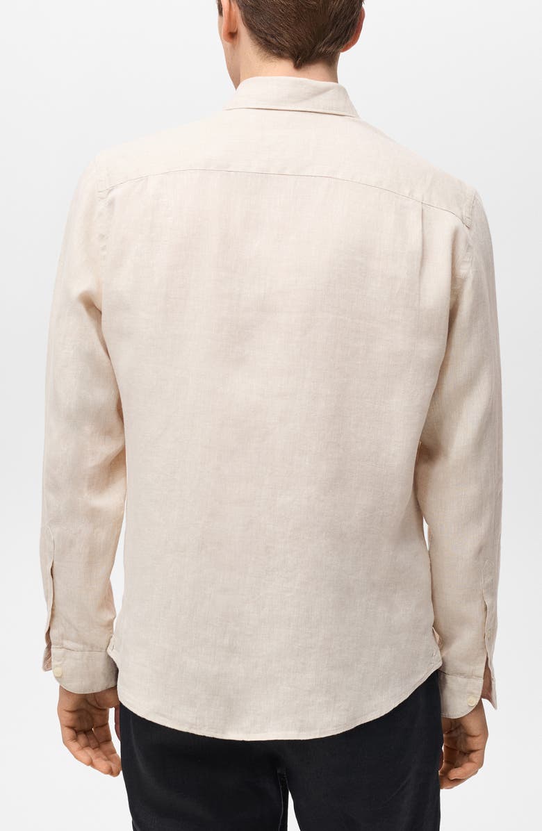 MANGO Regular Fit Linen Button-Up Shirt, Alternate, color, Sand