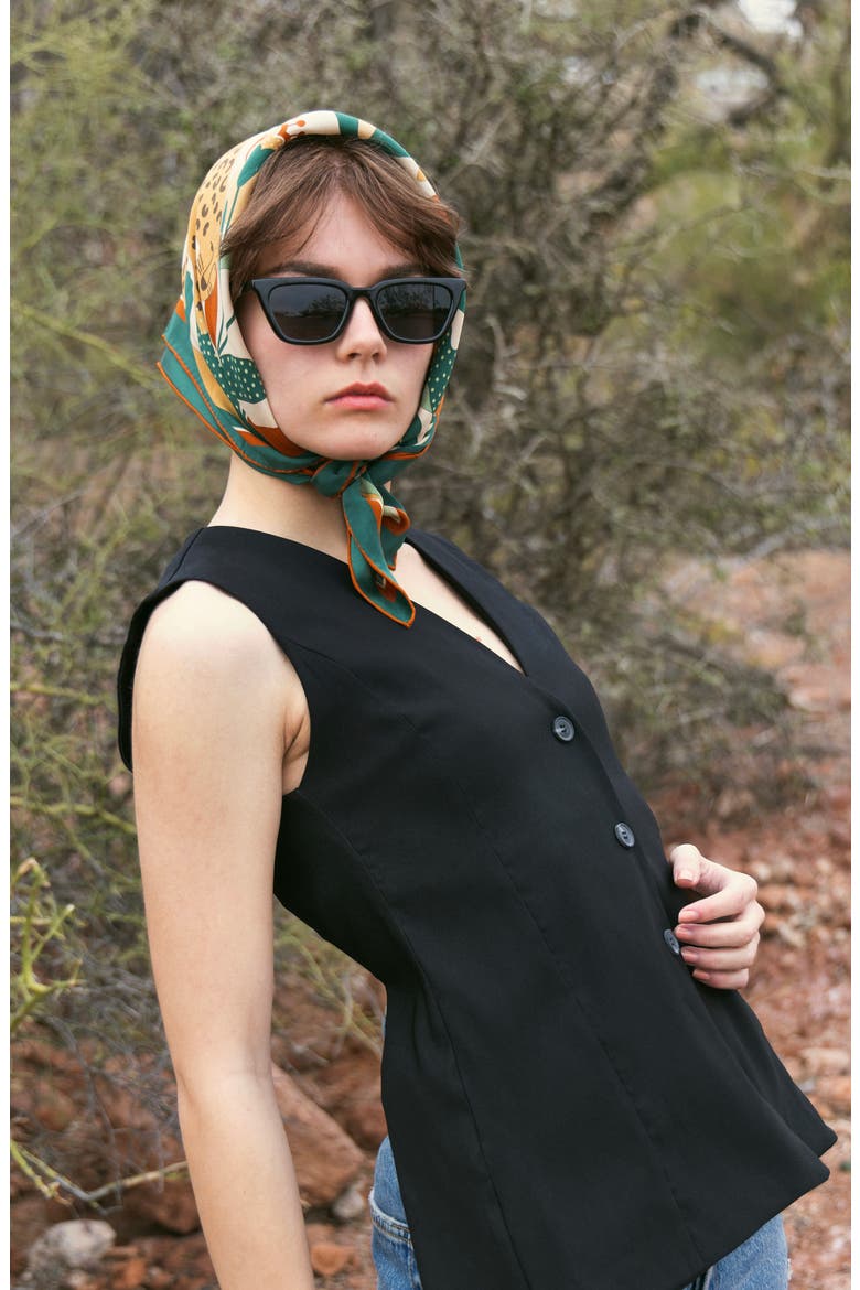 Double Sided Silk Scarf Of Green Wonderland, Alternate, color, Green