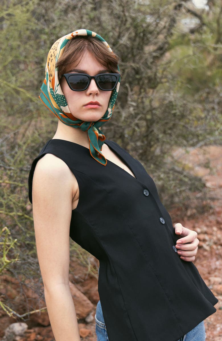 Jessie Zhao New York Double Sided Silk Scarf Of Green Wonderland, Alternate, color, Green