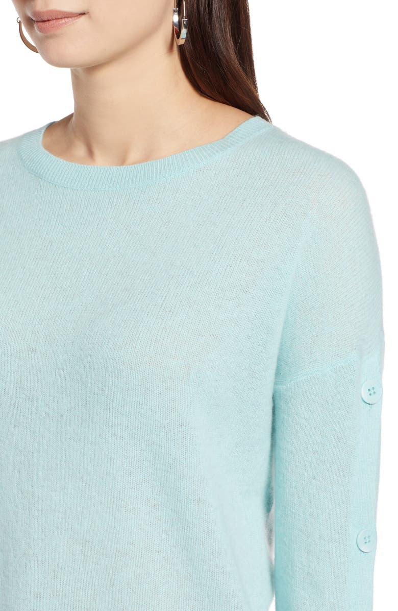Halogen<sup>®</sup> Cashmere Button Sleeve Sweater, Alternate, color,
