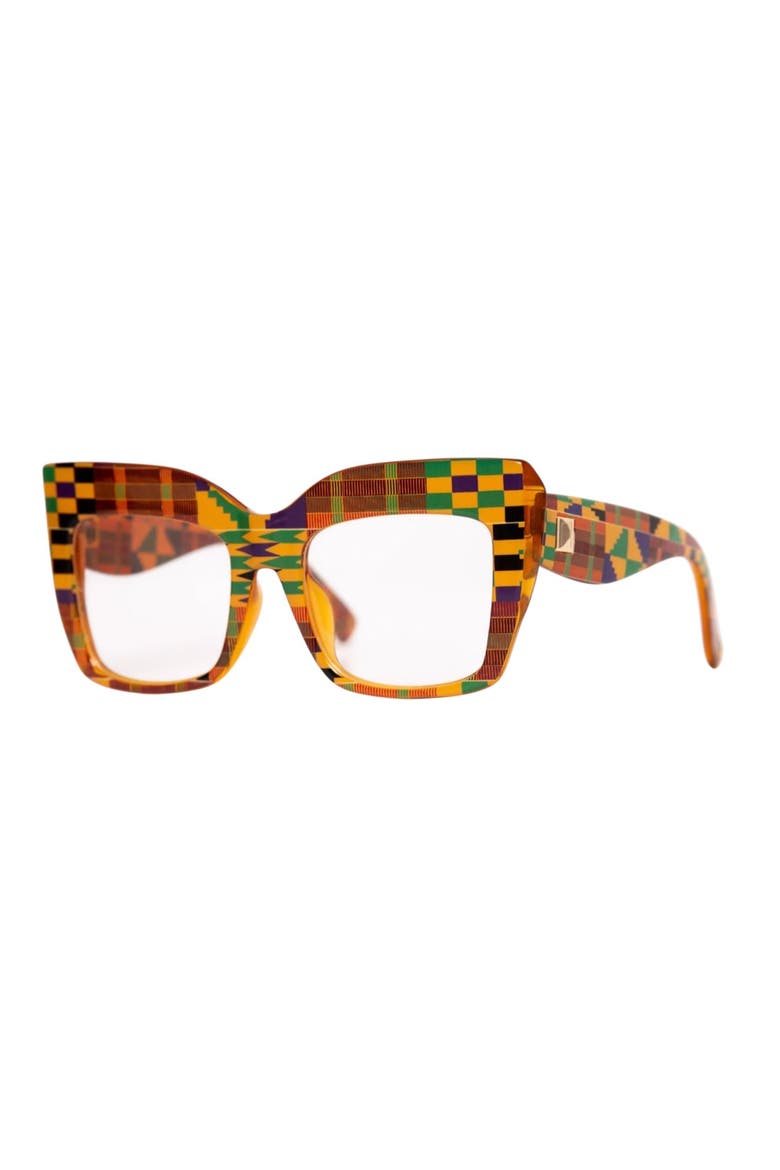 KA Kente Oversized Cateye Eyeglasses, Alternate, color, Multicolor