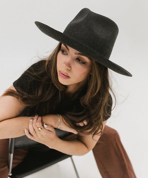 Gigi Pip Rowan Fedora Hat In Mixed Charcoal