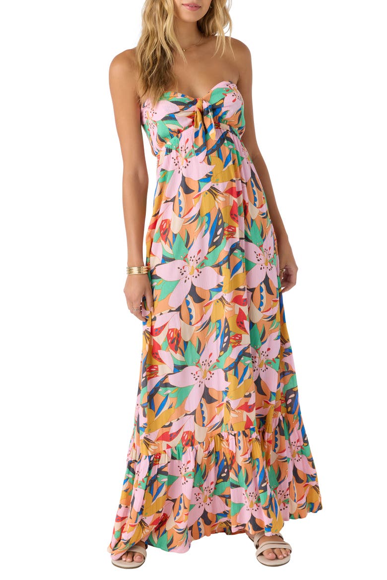 Isadora Floral Strapless Maxi Dress, Main, color, MULTI COLORED