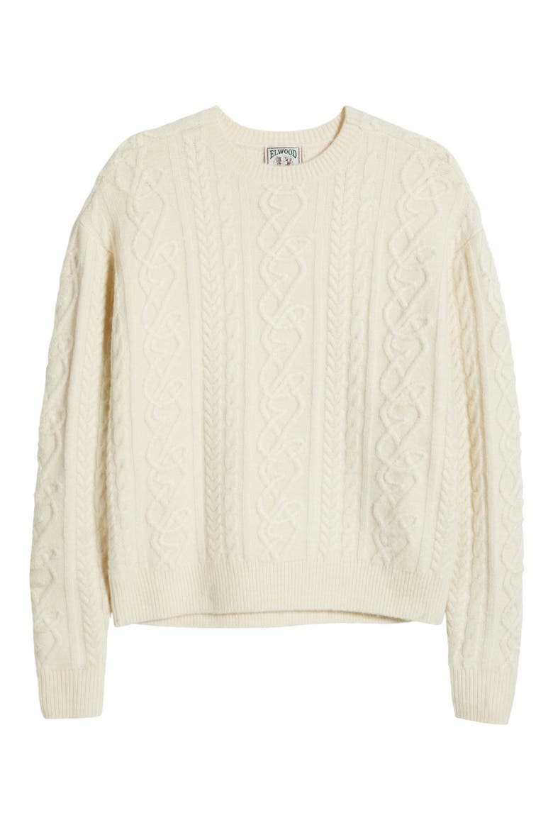 Antique Cable Knit Sweater, Alternate, color, OFF WHITE