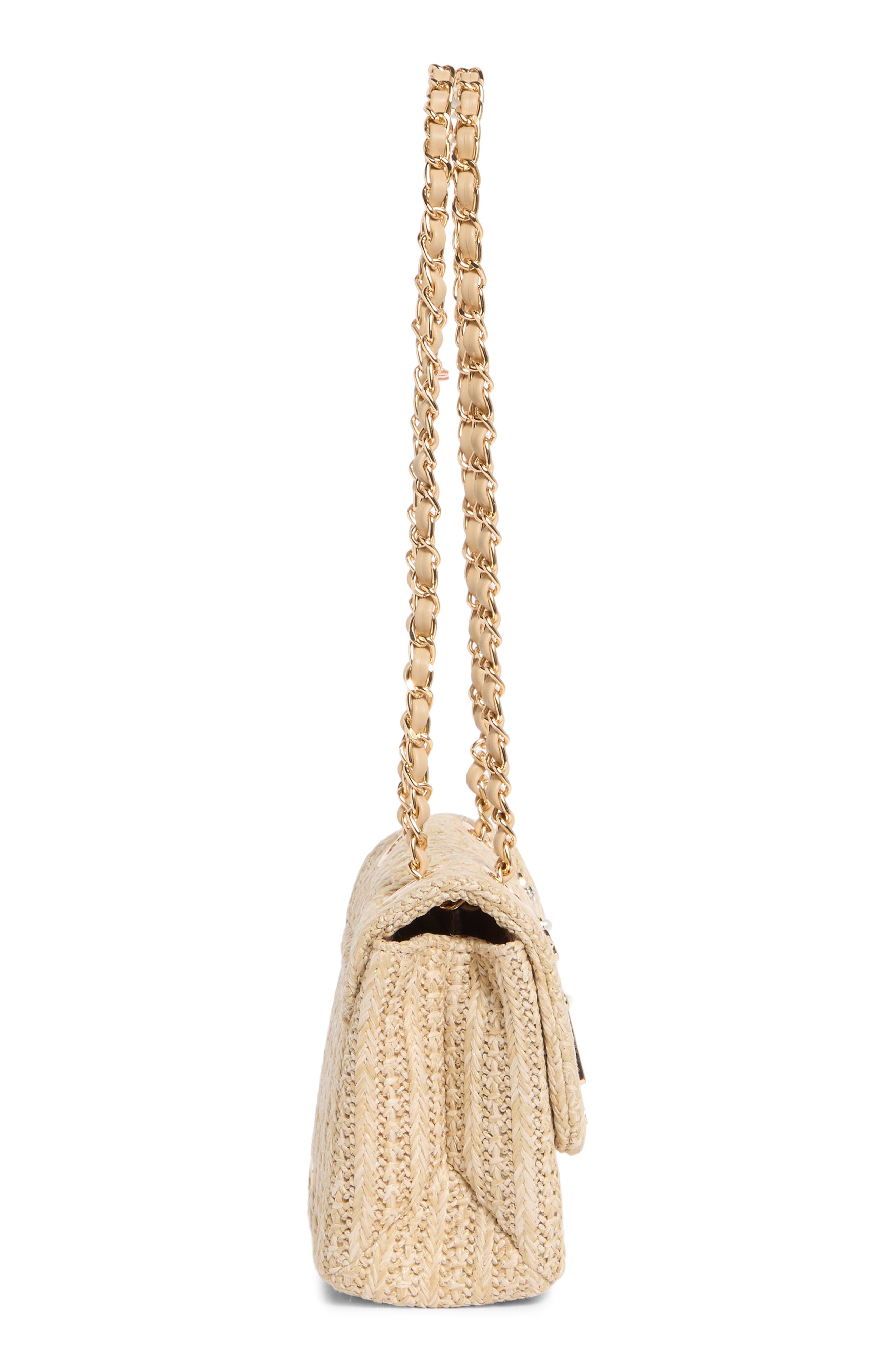 ALDO Charm Raffia Shoulder Bag, Alternate, color, Natural