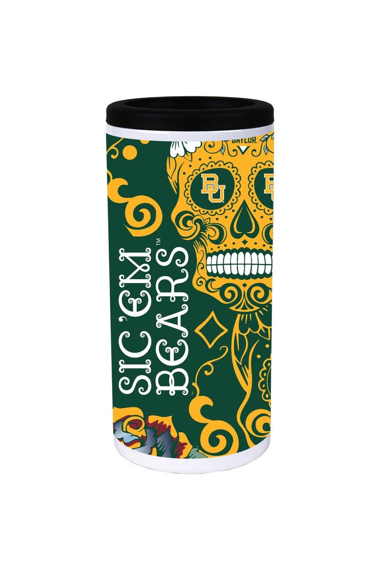 Baylor Bears Dia Stainless Steel 12oz. Slim Can Cooler, Main, color, White