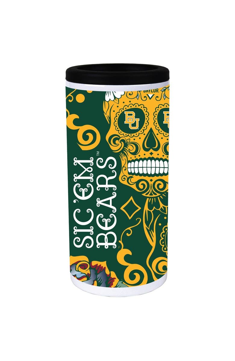 INDIGO FALLS Baylor Bears Dia Stainless Steel 12oz. Slim Can Cooler, Main, color, White