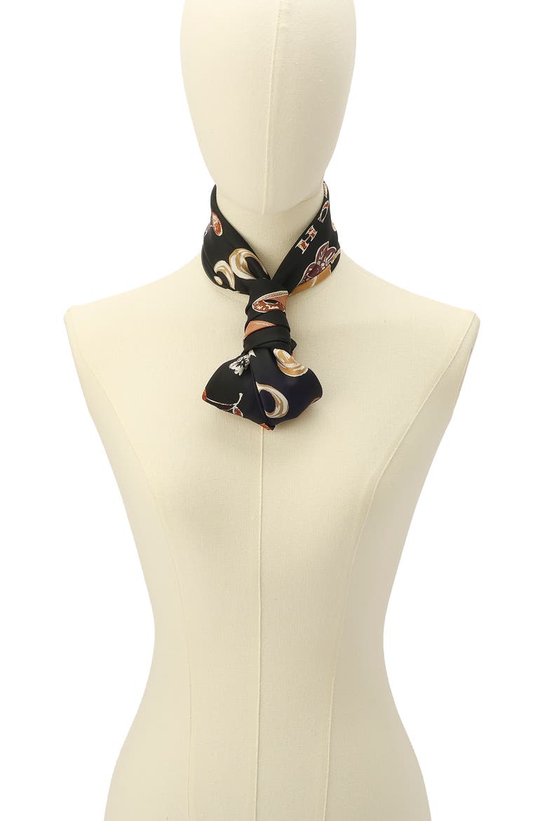 Iconic Motifs Silk Square Scarf, Alternate, color, BLACK MULTI