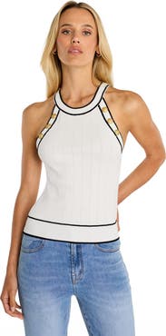 The Noli Shop Martha Button Halter Tank