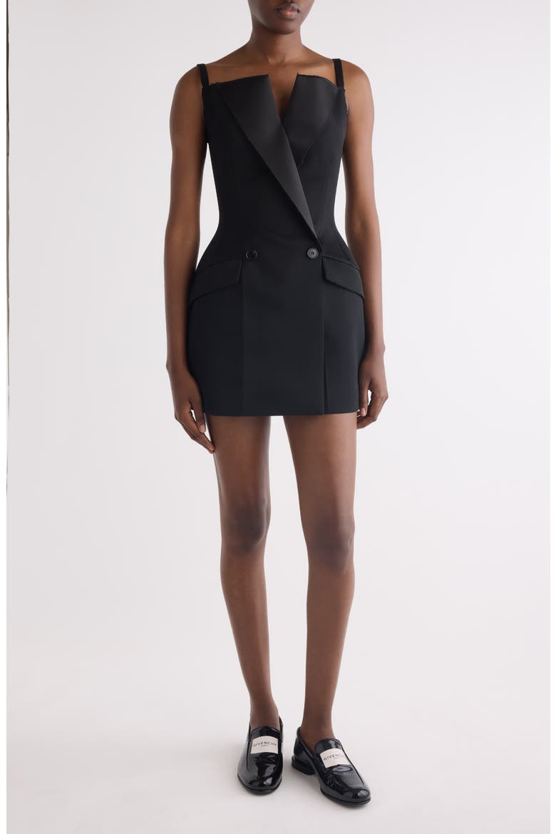 Sleeveless Wool Tailoring Minidress, Main, color, BLACK