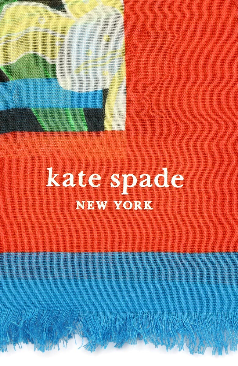 Kate Spade New York summer lilies oblong scarf, Alternate, color, 