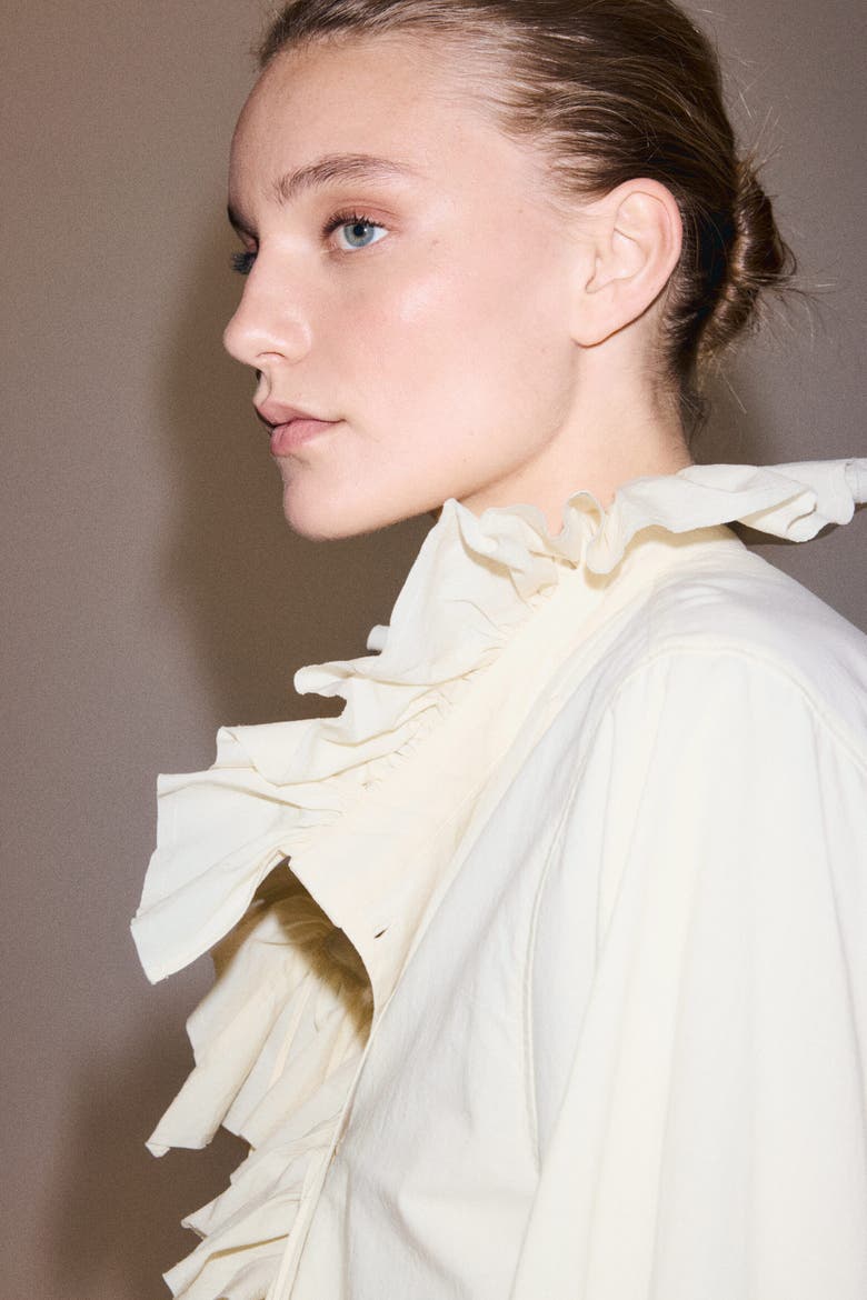Ruffled Cotton Blouse, Alternate, color, Cream