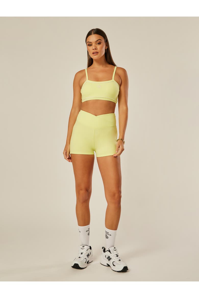 Stretch High Rise Wrap-Waist Mini Shorts, Alternate, color, Sunny Lime