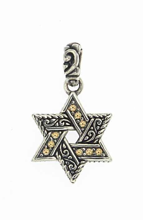 18k Gold & Sterling Silver Star of David Pendant
