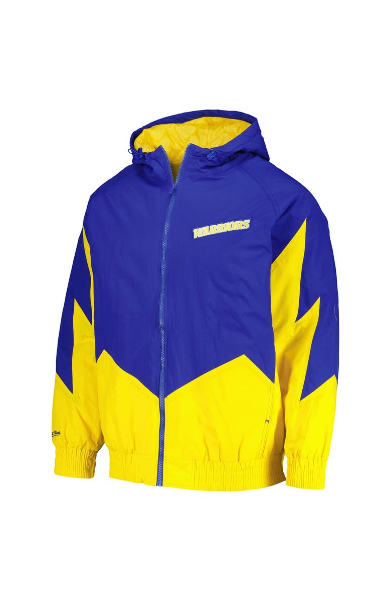 Mitchell & Ness Men's Mitchell & Ness Royal Golden State Warriors Hardwood Classics Retro Quilted Raglan Full-Zip Hoodie, Alternate, color,