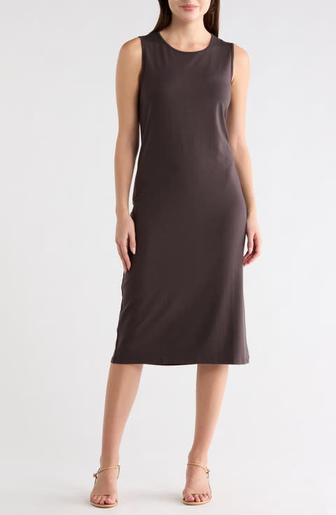 Crewneck Sleeveless Shift Dress