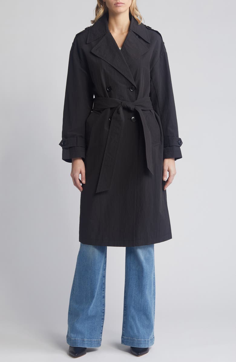 BCBGMAXAZRIA Double Breasted Packable Trench Coat, Main, color, 