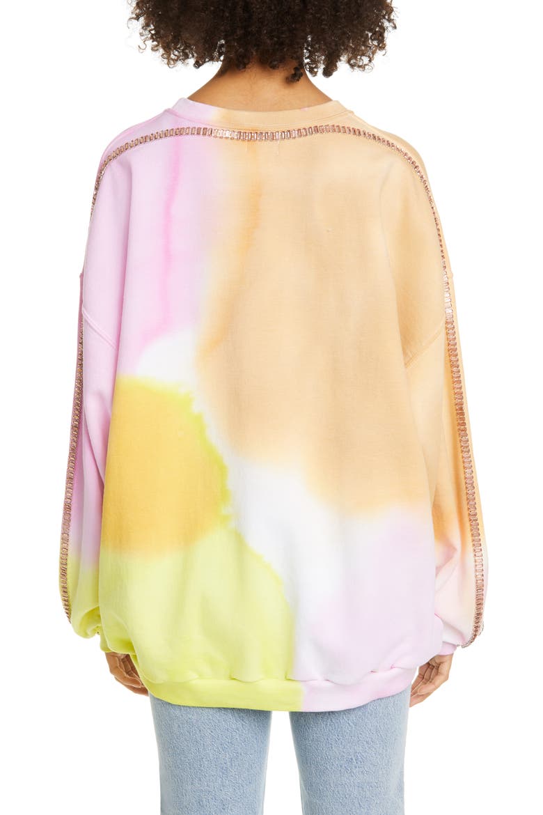 Sporty Spice Crystal Embellished Tie Dye Sweatshirt, Alternate, color, SUNSET WATERCOLOR