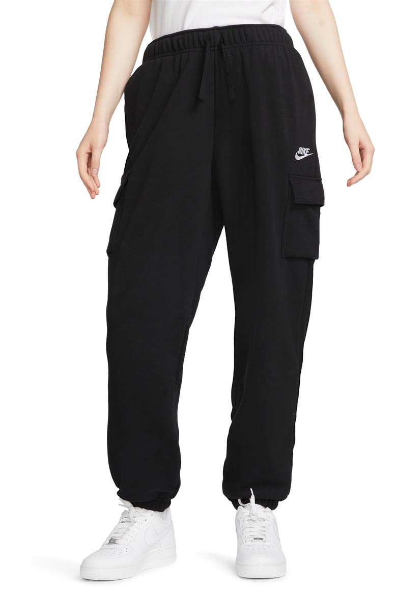 Oversize Fleece Cargo Sweatpants, Main, color, BLACK/WHITE
