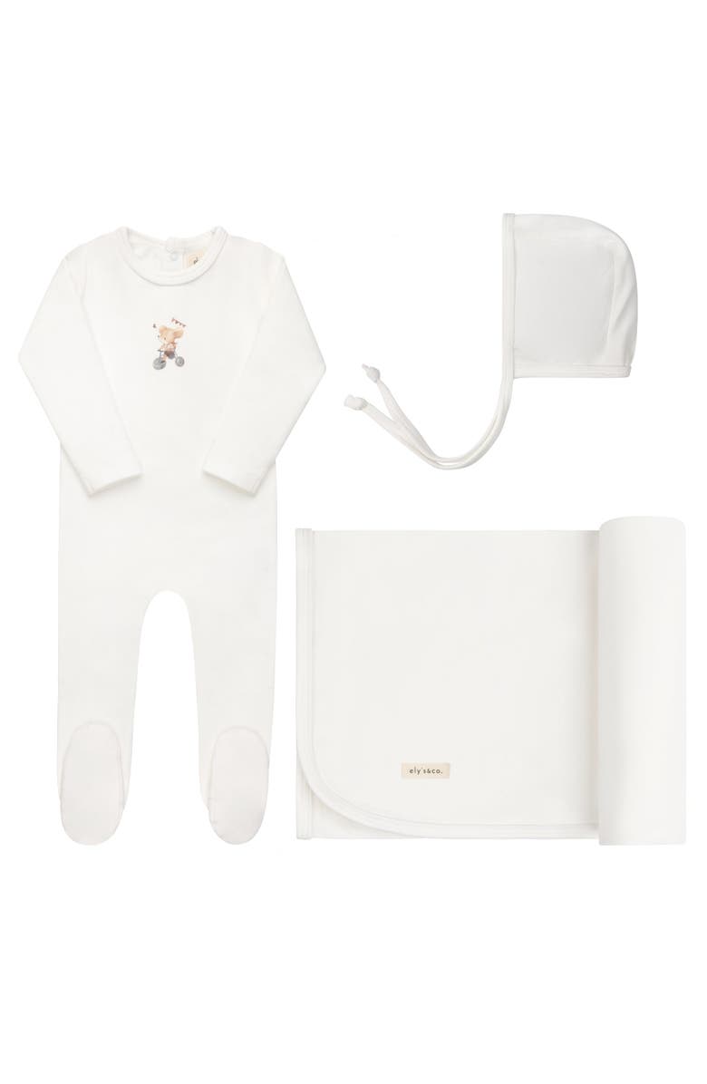 Ely's & Co. Playful Mouse Collection - Layette Set, Main, color, Ivory/Blue
