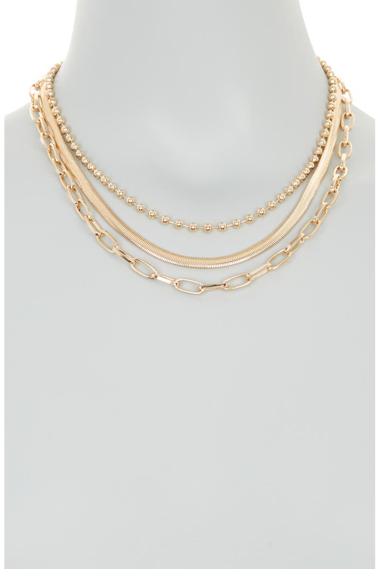 Assorted Layered Chain Necklace, Alternate, color, GOLD