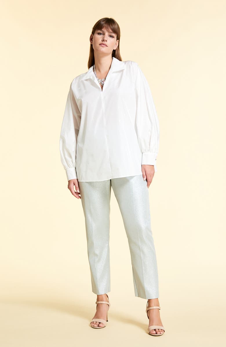 Marina Rinaldi Bebop Taffeta Long Sleeve Blouse, Alternate, color, 