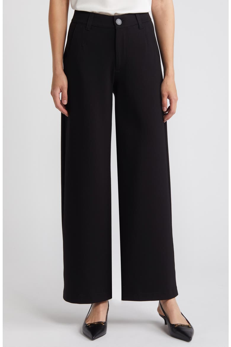 Whitney Skyrise Flat Front Wide Leg Pants, Main, color, BLACK