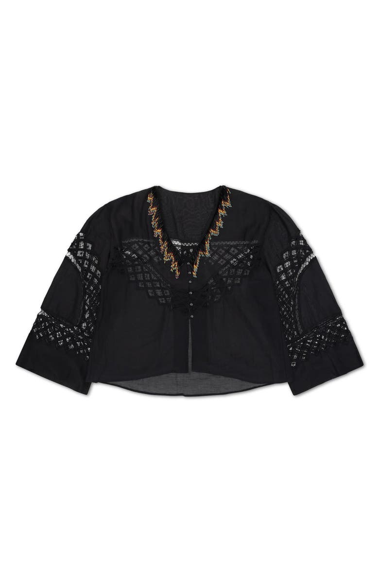 Fortela Cleide Embroidered Lace Shirt, Main, color, Black