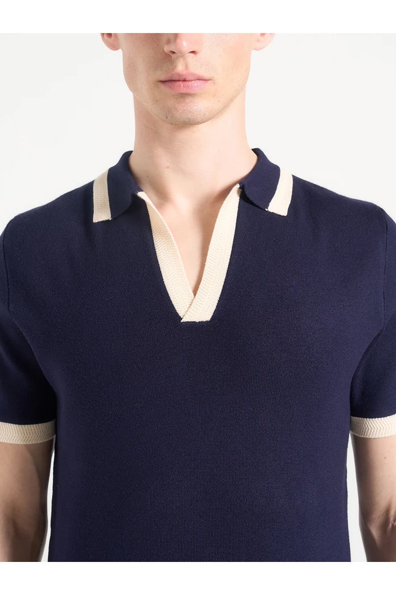 Lambert Contrast Detail Knit Polo Shirt, Alternate, color, Navy