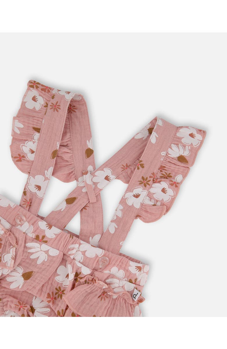 Deux par Deux Baby Girl's Printed Muslin Short And Organic Cotton Bodysuit Set Pink And White Flowers, Alternate, color,