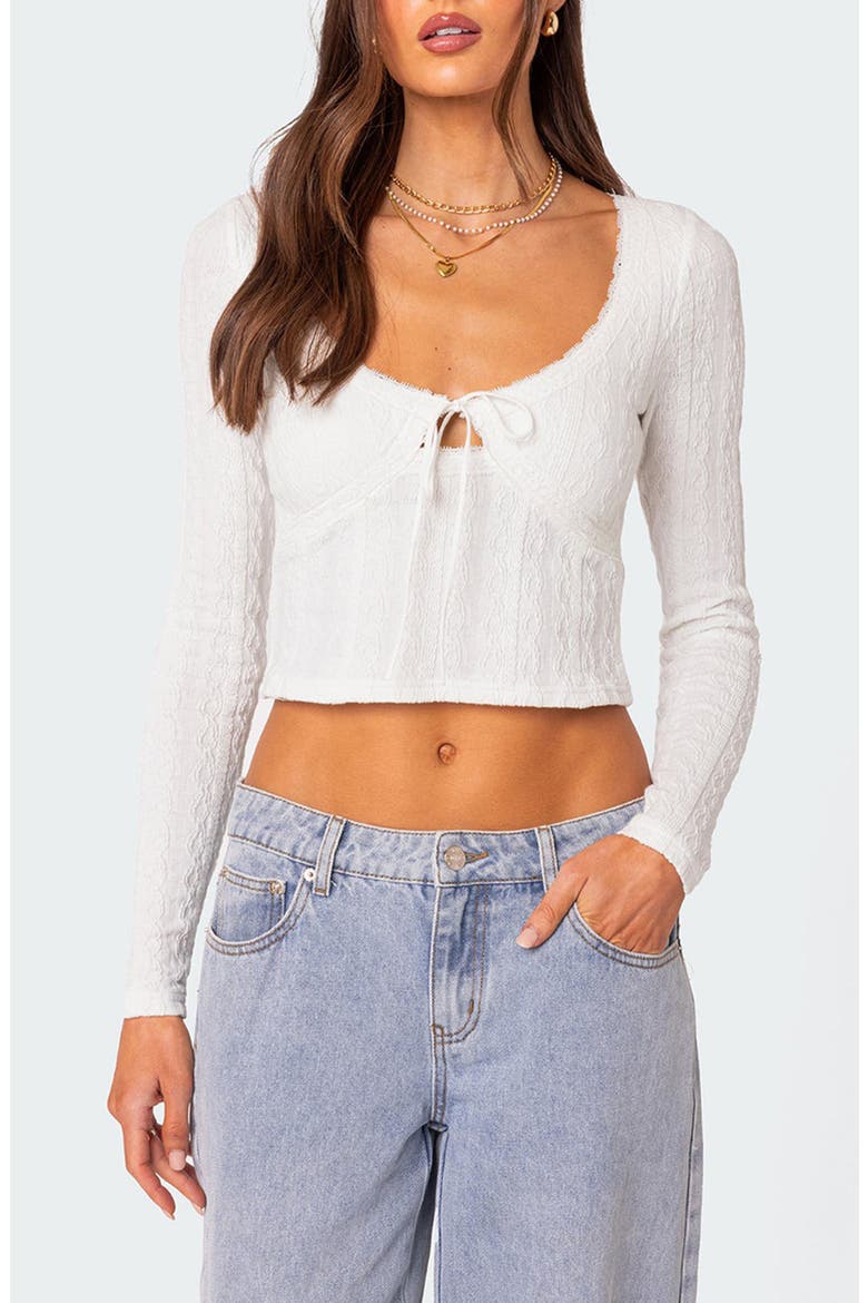 Lorey Lace Crop Top, Main, color, WHITE