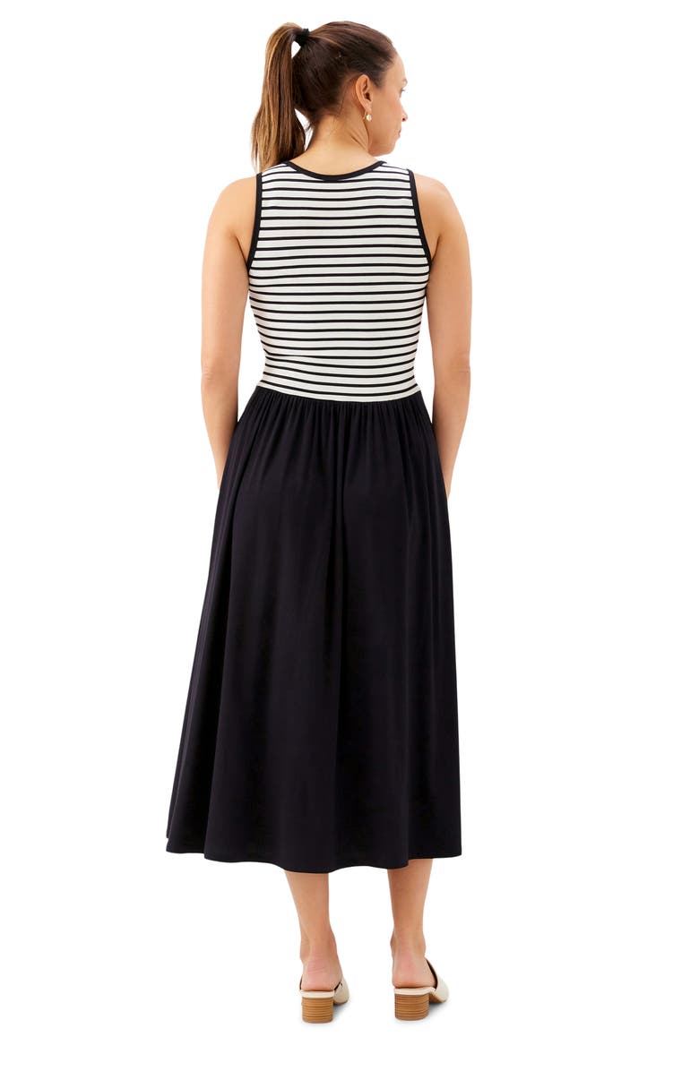 Karen Kane Stripe Sleeveless Midi Dress, Alternate, color, Ivory W/ Black