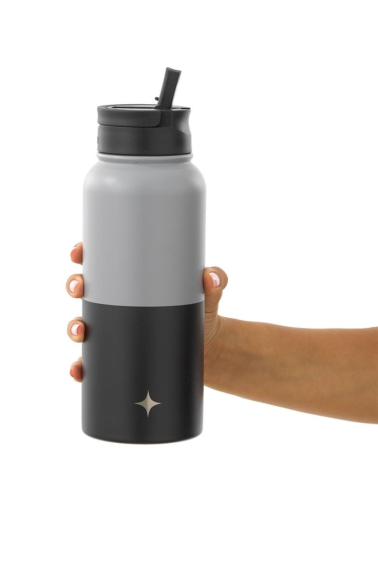JoyJolt Stainless Steel Water Bottle - 32 oz., Alternate, color, Grey/ Black
