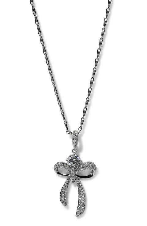 Eros Bow & Cubic Zirconia Pendant Necklace